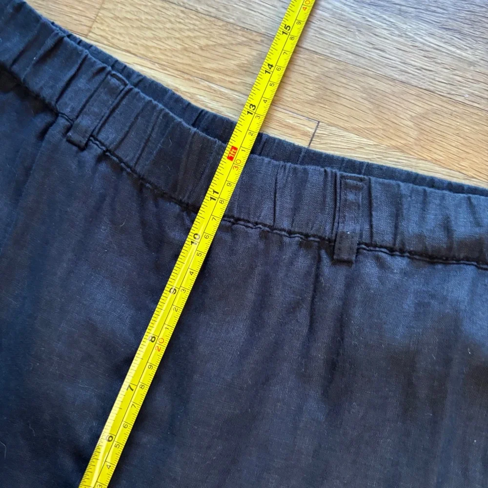 Quince 100% European Linen Ankle Pants Straight Leg Black Women Med Minimalist